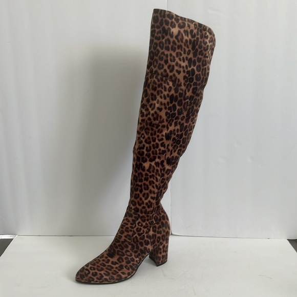 Marc Fisher Leopard Animal Print Over-the-Knee Chunky Heel Boots Size 6 NEW - Picture 2 of 5